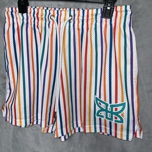 Ryoko Rain Mens Active Mesh Shorts Orange Green White Made In USA Size Large